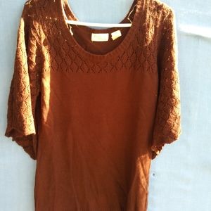 Allison Brittney Women's Size Small Brown Flared Sleeve Top